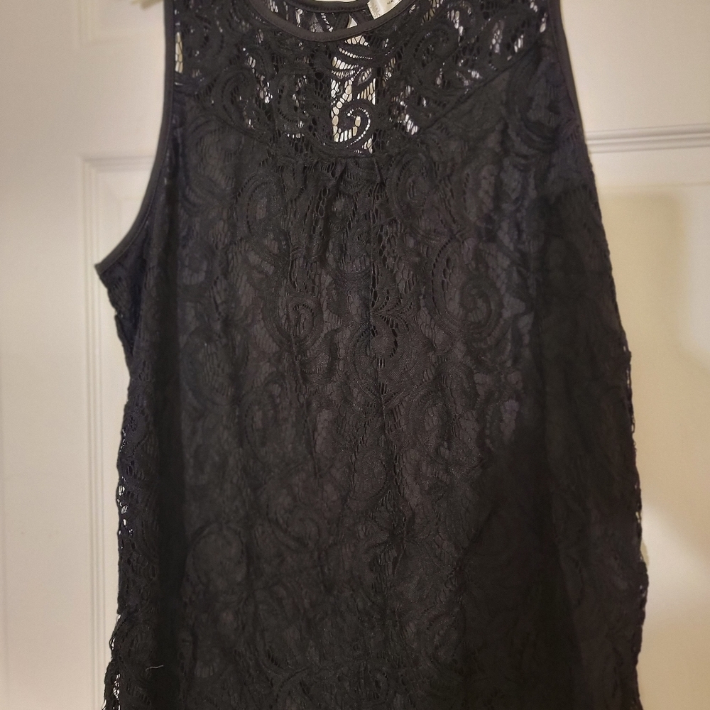 Shanon Ford Lace Sleeveless Top Black 2X